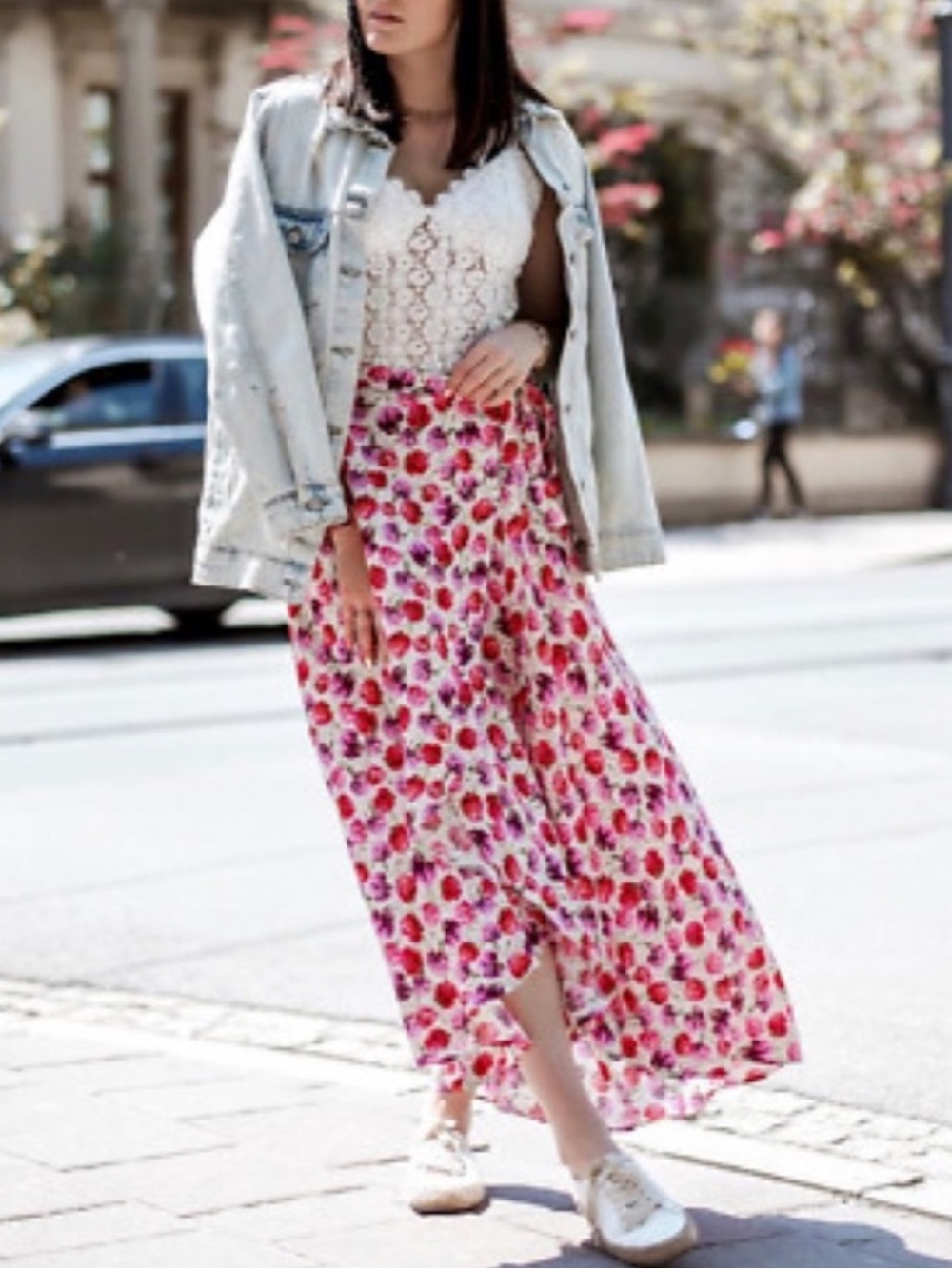 Zara Pink Floral Wrap Around  Maxi Skirt